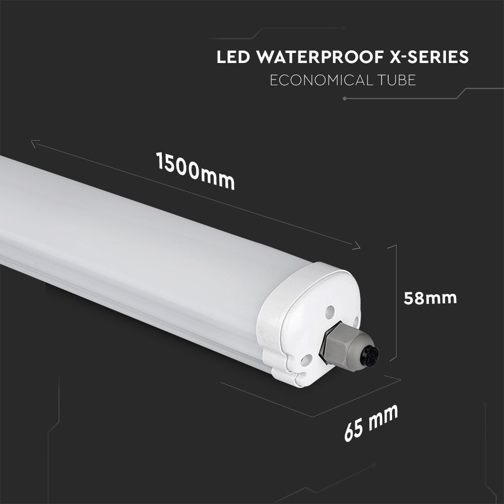 V-Tac Vandtæt 32W LED Armatur - 150 cm, 160 lm/W, Gennemfortrådet, IP65