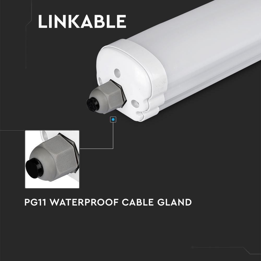 V-Tac Vandtæt 32W LED Armatur - 150 cm, 160 lm/W, Gennemfortrådet, IP65