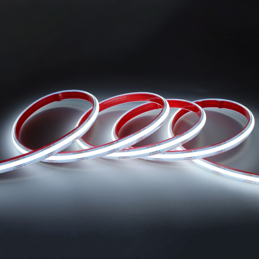 5m COB CCT LED strip RA90 - 20W/m, 24V, IP68, 576 LED pr. meter - Høj kvalitet, 20W/meter, 24V, Vandtæt IP68, 576 LED pr. meter, RA90 - Perfekt til belysning med naturlig farvegengivelse.