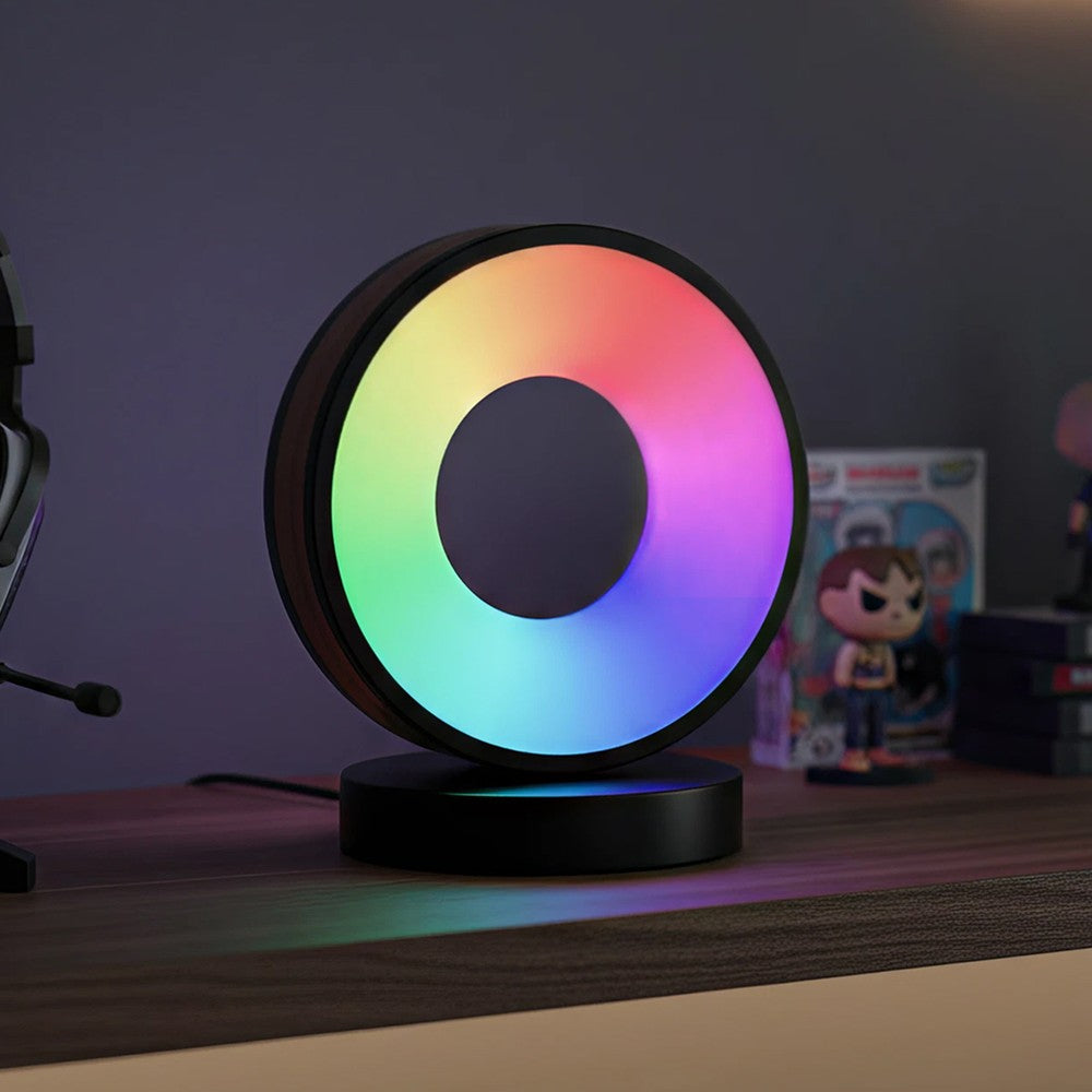 Cirkel RGBIC lampe med Bluetooth og USB-opladning - 18x15cm, 10W, 5V USB tilslutning