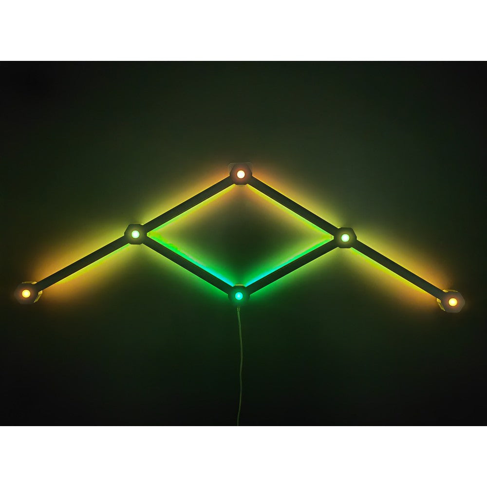 Hexa-Light RGBIC vægmonteret Bluetooth lysskinner sæt med USB-tilslutning - 6 stk. à 5,5W, 5V input