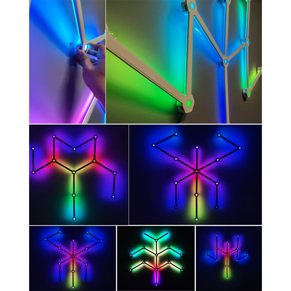 Hexa-Light RGBIC vægmonteret Bluetooth lysskinner sæt med USB-tilslutning - 6 stk. à 5,5W, 5V input