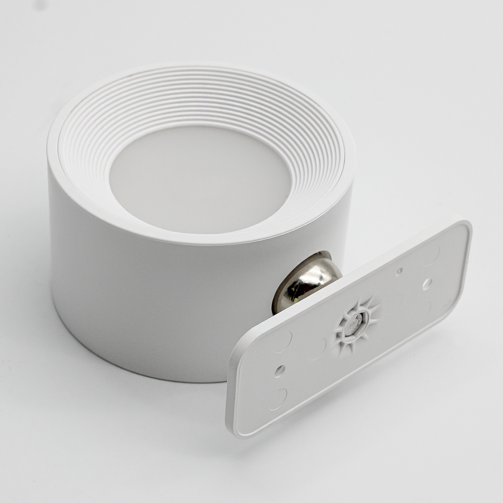 Genopladelig væglampe CCT - 4,5W, Hvid, rund, 360° roterbar, inde/ude, IP54, inkl. lyskilde