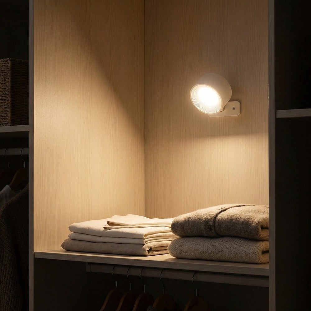 Genopladelig væglampe CCT - 4,5W, Hvid, rund, 360° roterbar, inde/ude, IP54, inkl. lyskilde