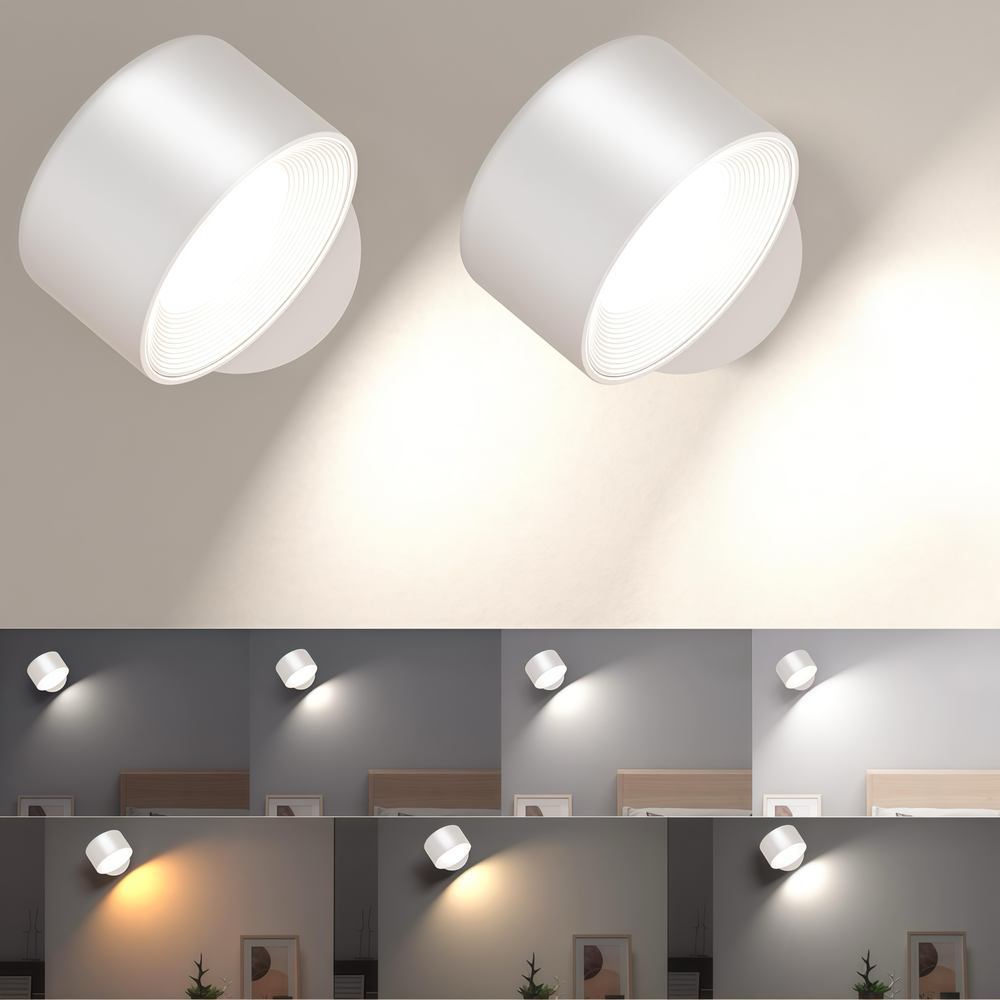 Genopladelig væglampe CCT - 4,5W, Hvid, rund, 360° roterbar, inde/ude, IP54, inkl. lyskilde
