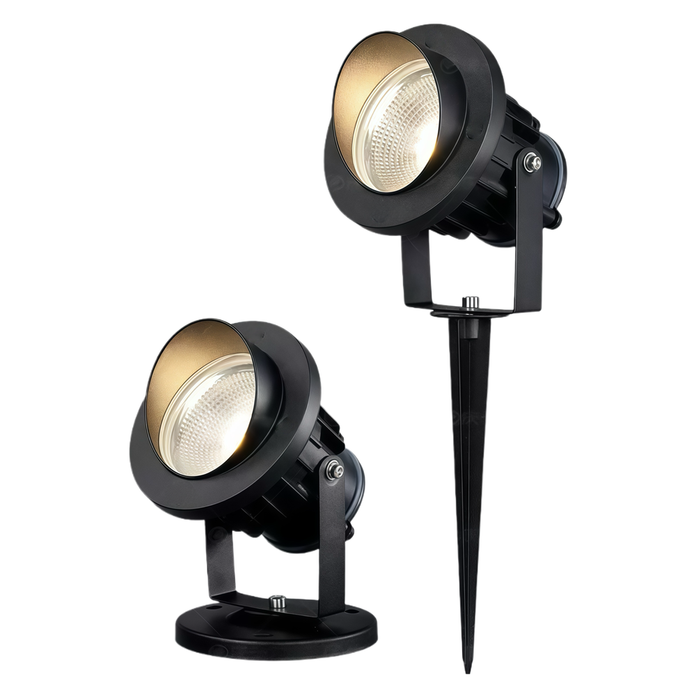 11W LED havelampe med spyd, sort finish, vejrbeskyttet IP65, til 12-24V strømforbrug. Ideel til udendørs belysning med 800lm lysstyrke.