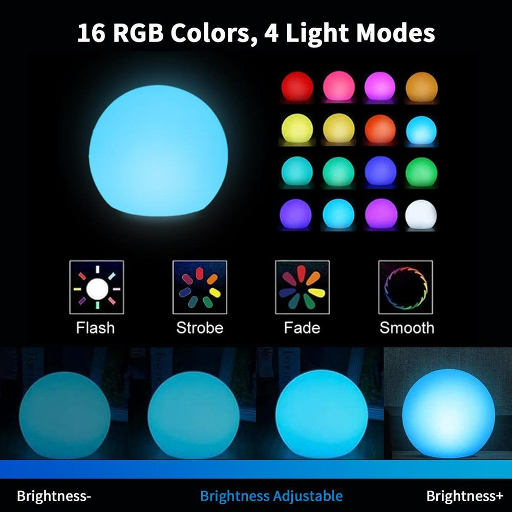 Genopladelig RGBW LED kugle med fjernbetjening (Ø20 cm) – IP68 klassificering