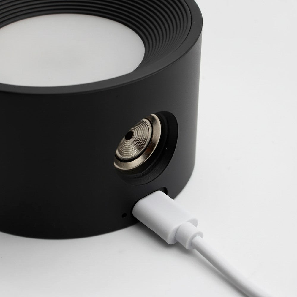 Genopladelig væglampe CCT 4,5W Sort Rund 360° roterbar IP20 inkl. lyskilde 5V DC USB 450lm RA80