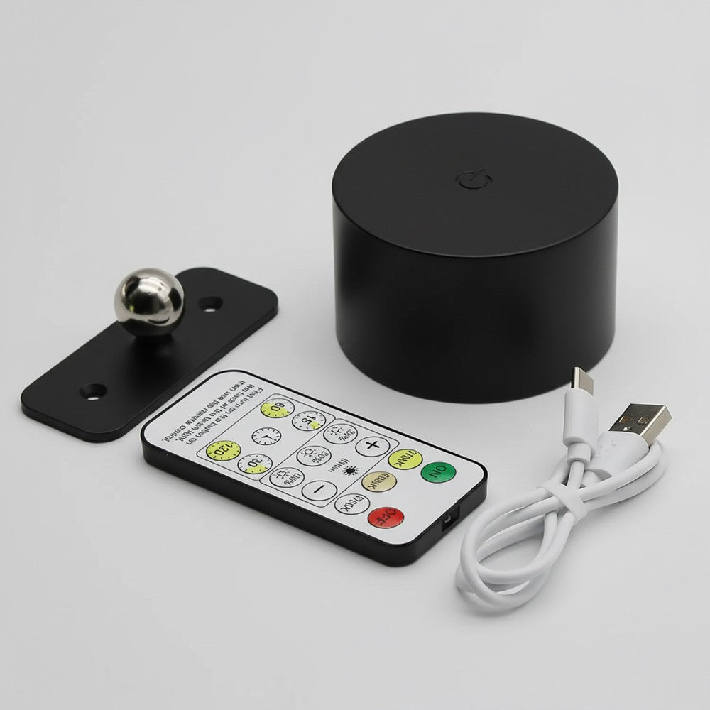 Genopladelig væglampe CCT 4,5W Sort Rund 360° roterbar IP20 inkl. lyskilde 5V DC USB 450lm RA80