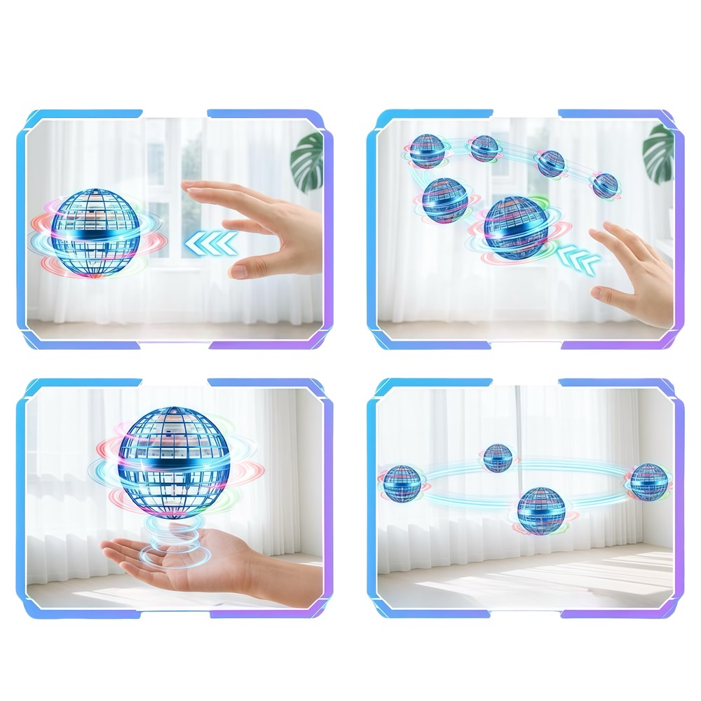 Hover Orb flyvende bold med RGB lys - Ø8,5 cm, blå - Perfekt til børn og barnlige sjæle, effekt 2W