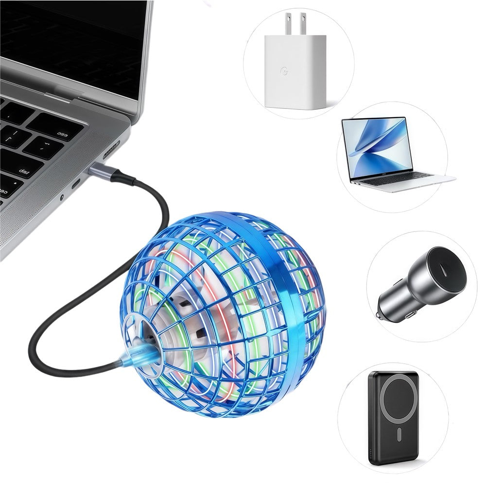 Hover Orb flyvende bold med RGB lys - Ø8,5 cm, blå - Perfekt til børn og barnlige sjæle, effekt 2W