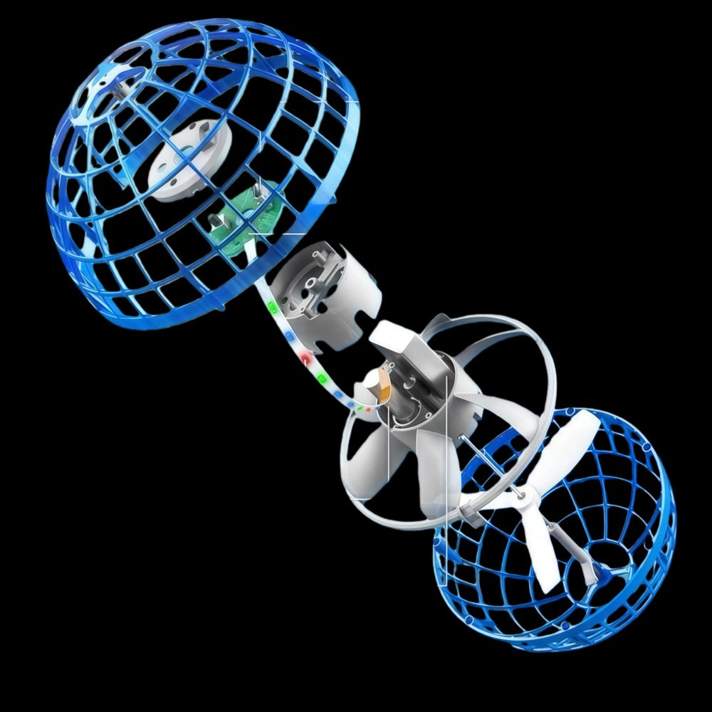 Hover Orb flyvende bold med RGB lys - Ø8,5 cm, blå - Perfekt til børn og barnlige sjæle, effekt 2W