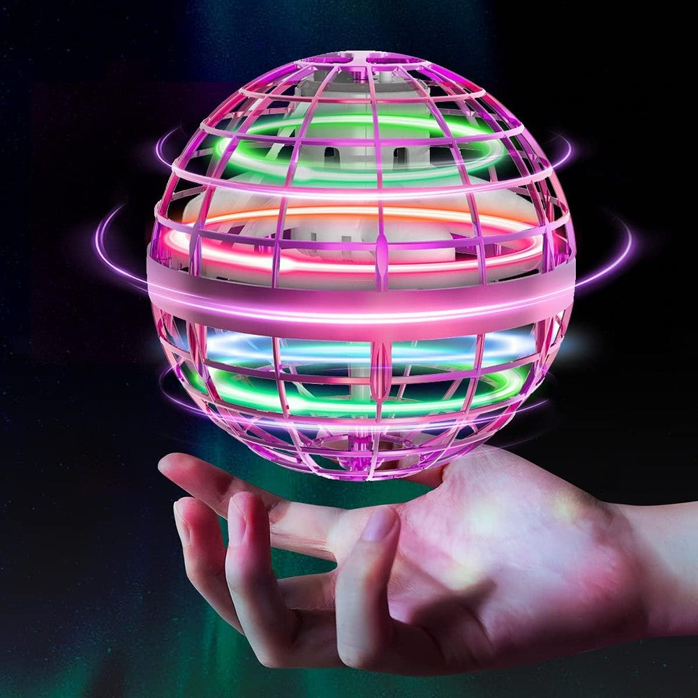 Hover Orb flyvende bold med RGB lys - Ø8,5 cm, lilla, perfekt til børn og barnlige sjæle.