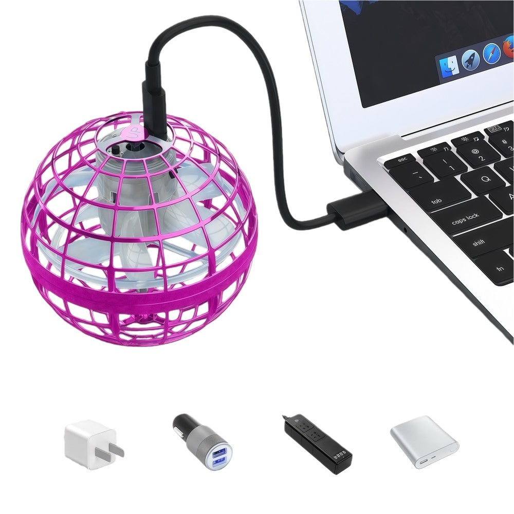 Hover Orb flyvende bold med RGB lys - Ø8,5 cm, lilla, perfekt til børn og barnlige sjæle.