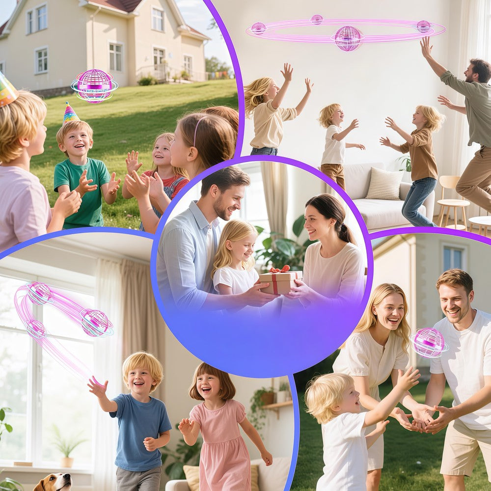 Hover Orb flyvende bold med RGB lys, lilla - Perfekt til børn og barnlige sjæle, Ø9,5 cm, 2W effekt