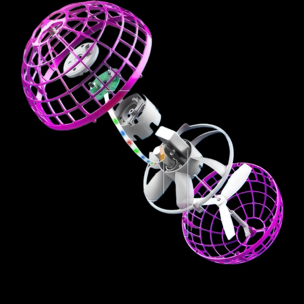 Hover Orb flyvende bold med RGB lys, lilla - Perfekt til børn og barnlige sjæle, Ø9,5 cm, 2W effekt