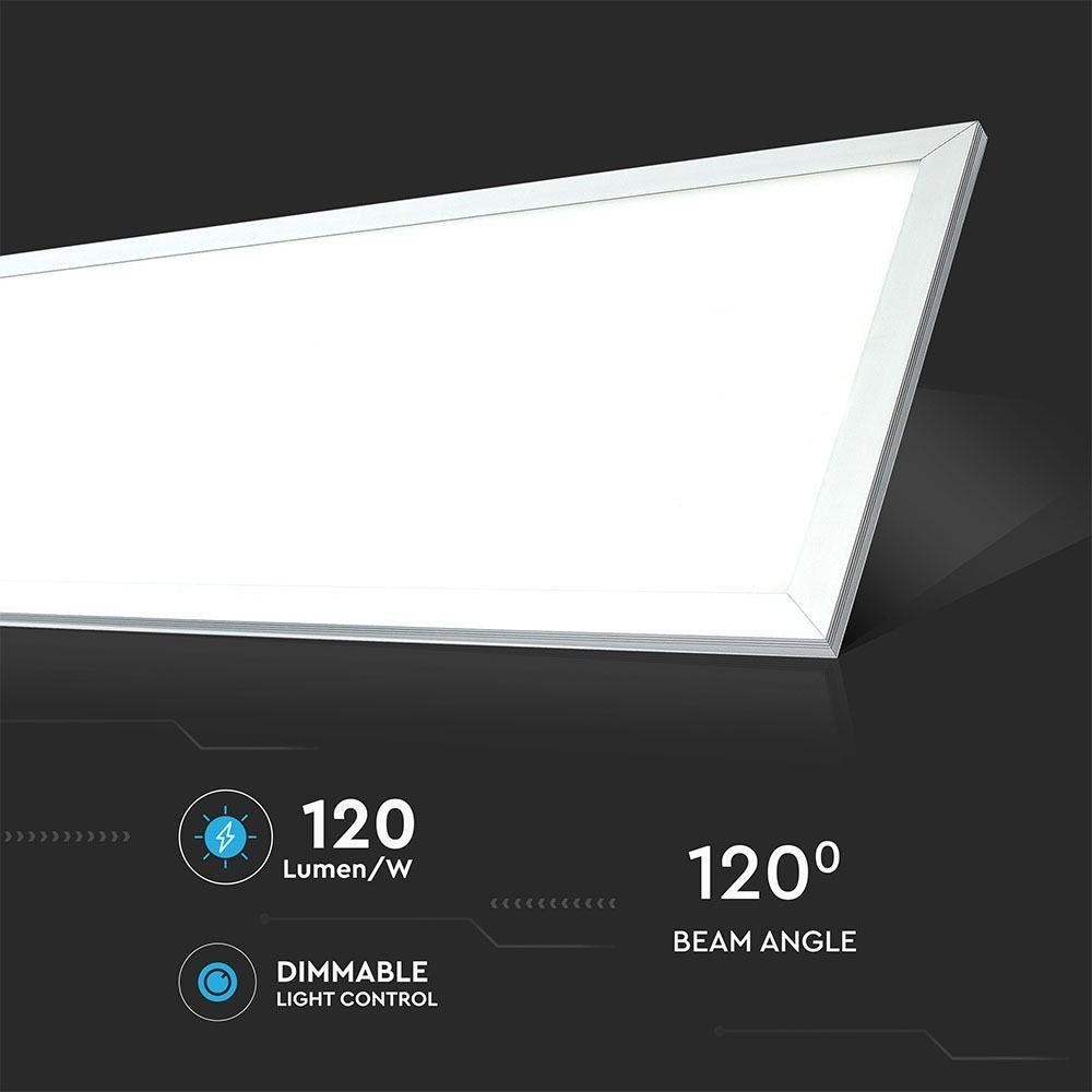 6 stk. V-Tac 120x30 LED paneler med hvid kant - 29W, 120lm/W, erstatter 150W, 3480lm, RA80