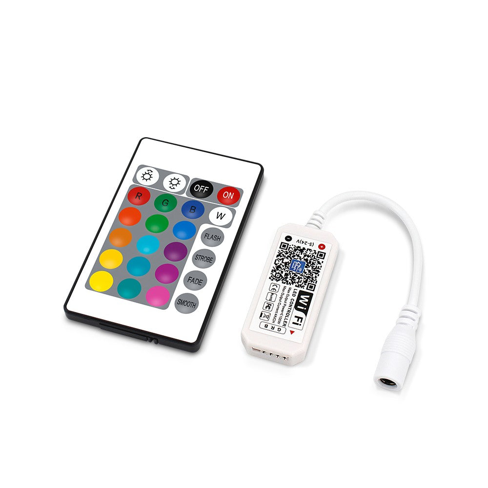 Smart Home RGB-controller - Kompatibel med Google Home, Alexa og smartphones, Understøtter 12V (op til 144W) og 24V (op til 288W)