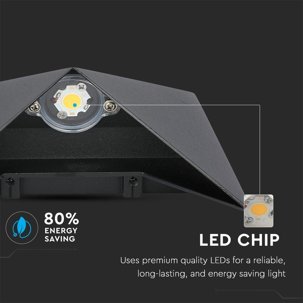 V-Tac 5W LED udendørs væglampe - IP65, inkl. lyskilde - sort (230V, 550lm, RA80)
