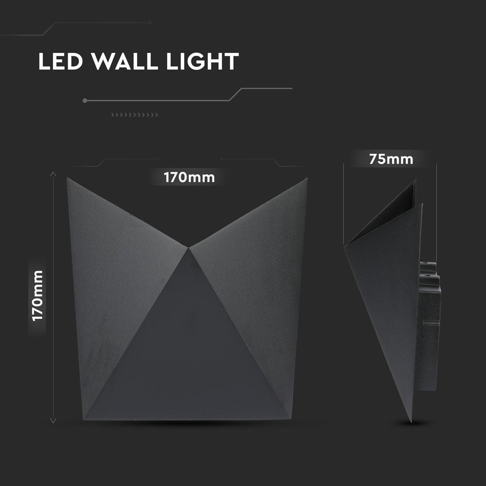V-Tac 5W LED udendørs væglampe - IP65, inkl. lyskilde - sort (230V, 550lm, RA80)