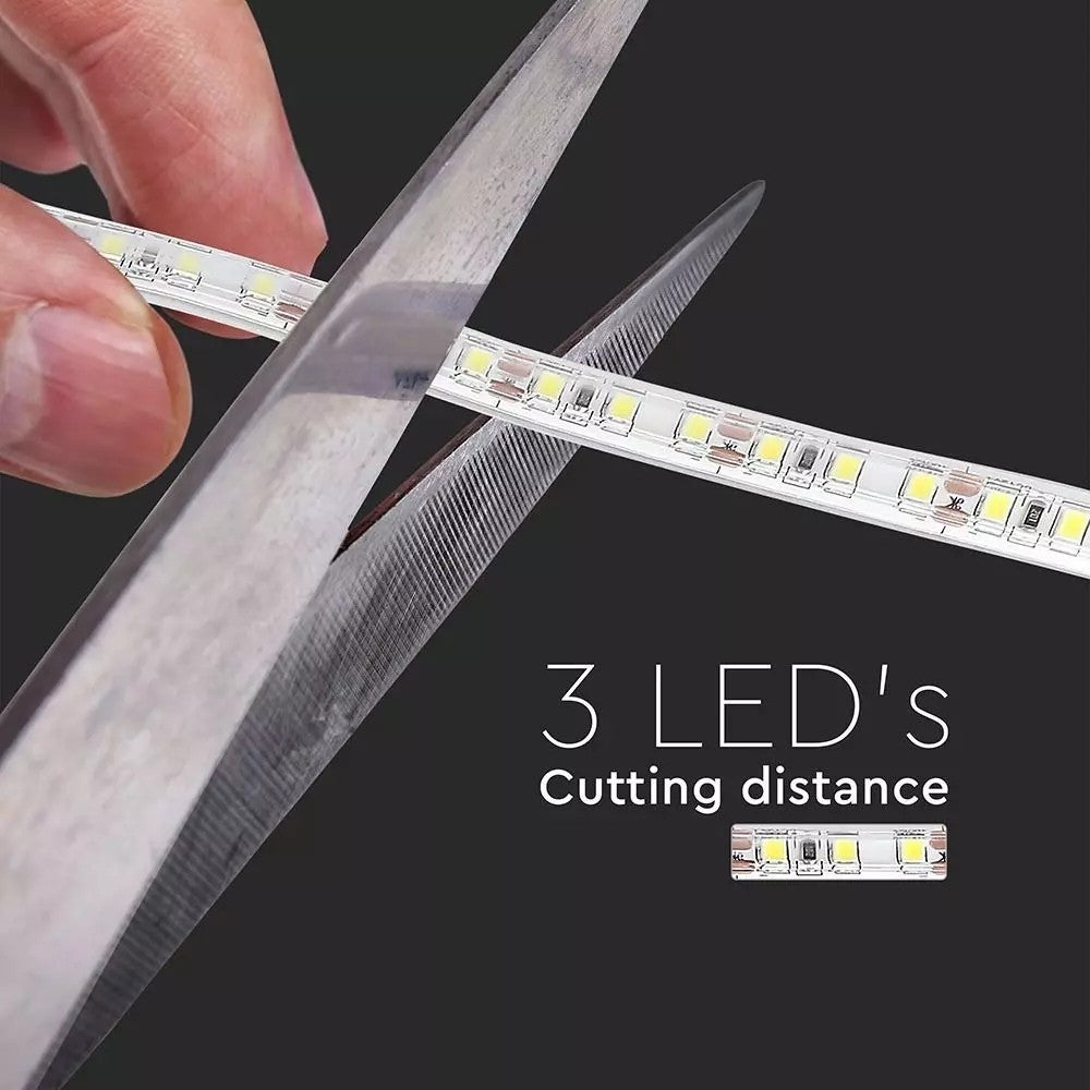 V-Tac Stænktæt LED Strip - 5m, 120 LED/m, 7,2W/m, 12V, 600lm/m, RA80, IP65