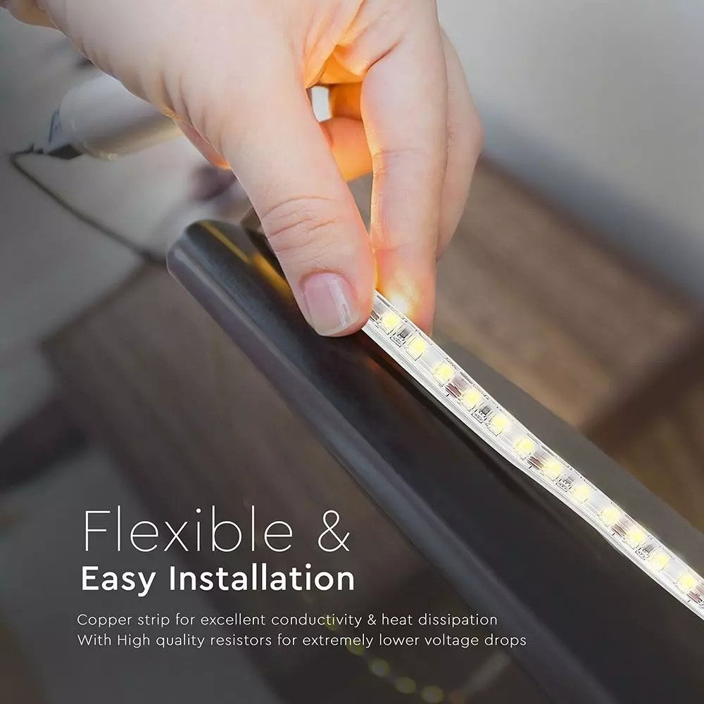V-Tac Stænktæt LED Strip - 5m, 120 LED/m, 7,2W/m, 12V, 600lm/m, RA80, IP65