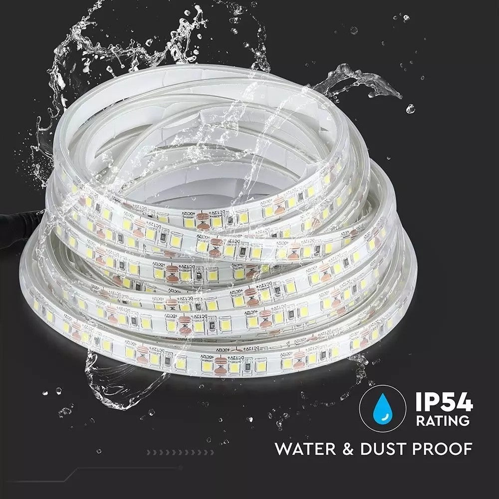 V-Tac Stænktæt LED Strip - 5m, 120 LED/m, 7,2W/m, 12V, 600lm/m, RA80, IP65