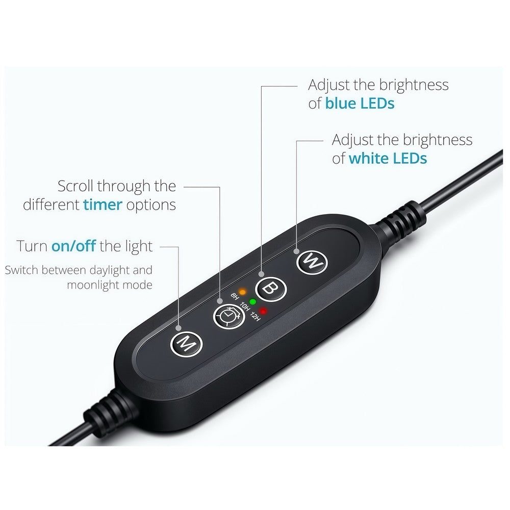 Akvarie armatur - 60-80 cm, 18W LED, hvid/blå, justerbar, 230V, 1440lm