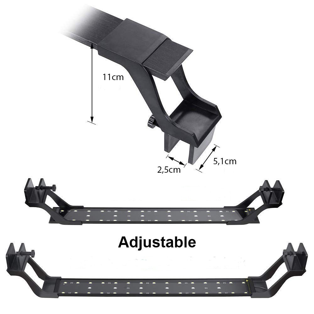 Akvarie LED-armatur - 14W, hvid/blå, justerbar, 53-73cm, 1120lm
