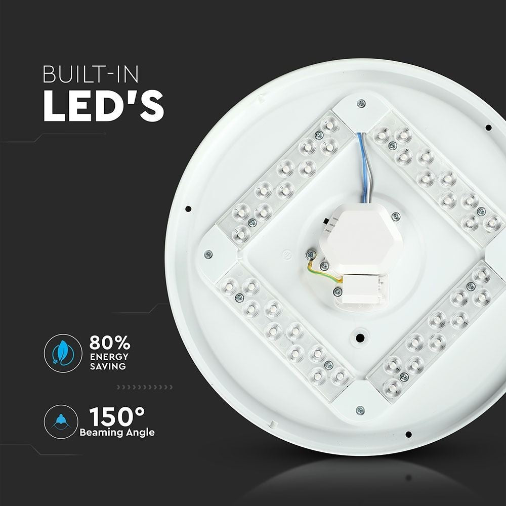 V-Tac rund 12W LED loftslampe - 3i1 lysfarve, Ø25,5cm, inkl. lyskilde