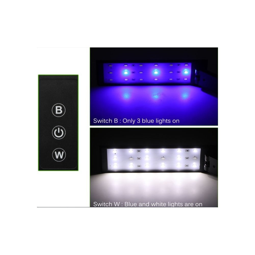 19,5 cm LED Akvarielampe - 7W, Hvid/Blå, 230V, 560lm