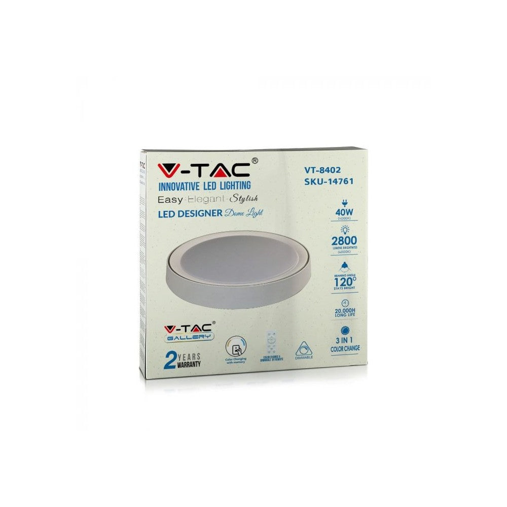 V-Tac Justerbar Designer Loftlampe - Ø40cm, 40W, 230V, 2800lm, RA80, fjernbetjening