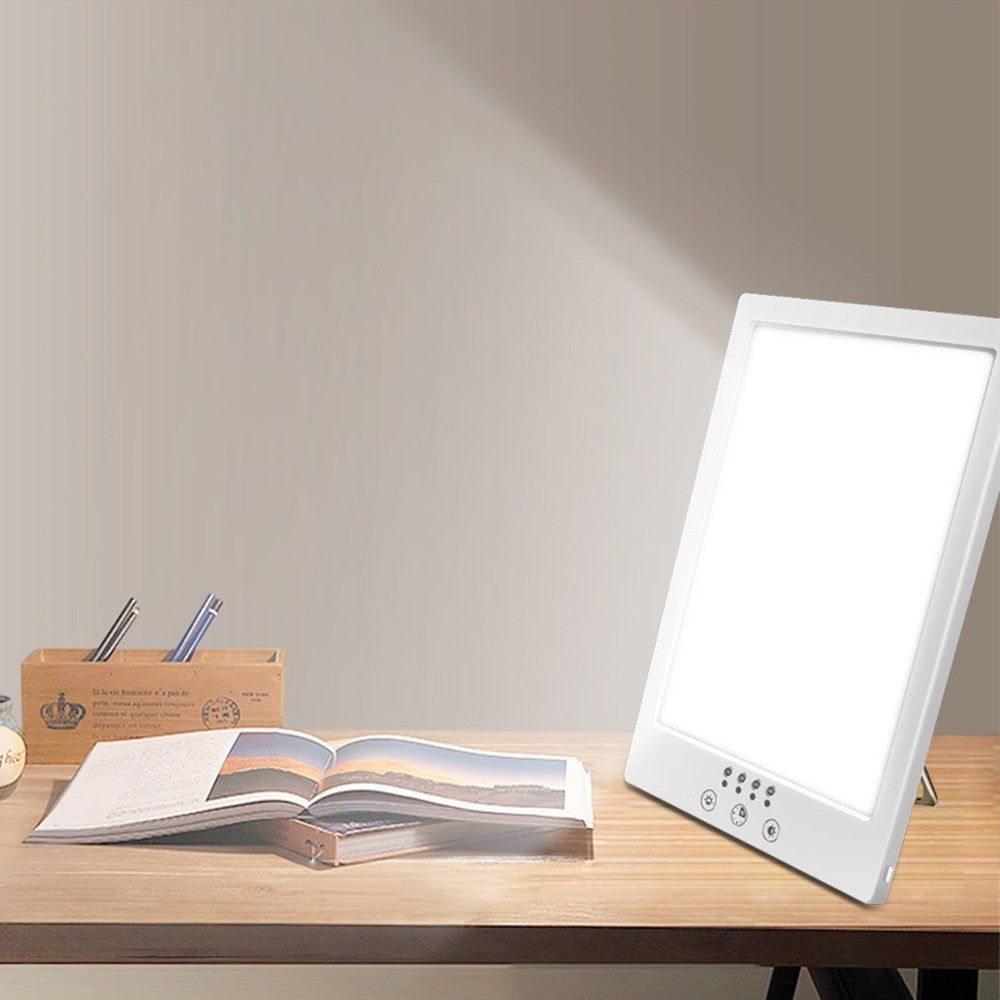LED lysterapi lampe med timer - 14W, hvid, 12.000 LUX, flicker free