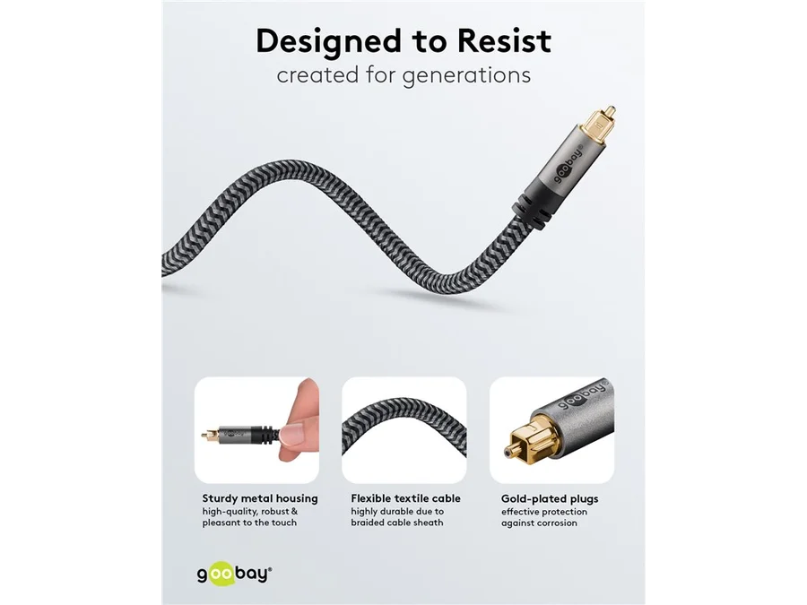 Optisk kabel - 2 x TOSLINK han, Ø6,5mm (1m)