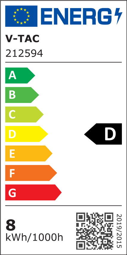 V-Tac 8W/m LED-strips - 5m, 150lm/W, IP20, 24V, 126 LED pr. meter (1200lm/meter, RA80)