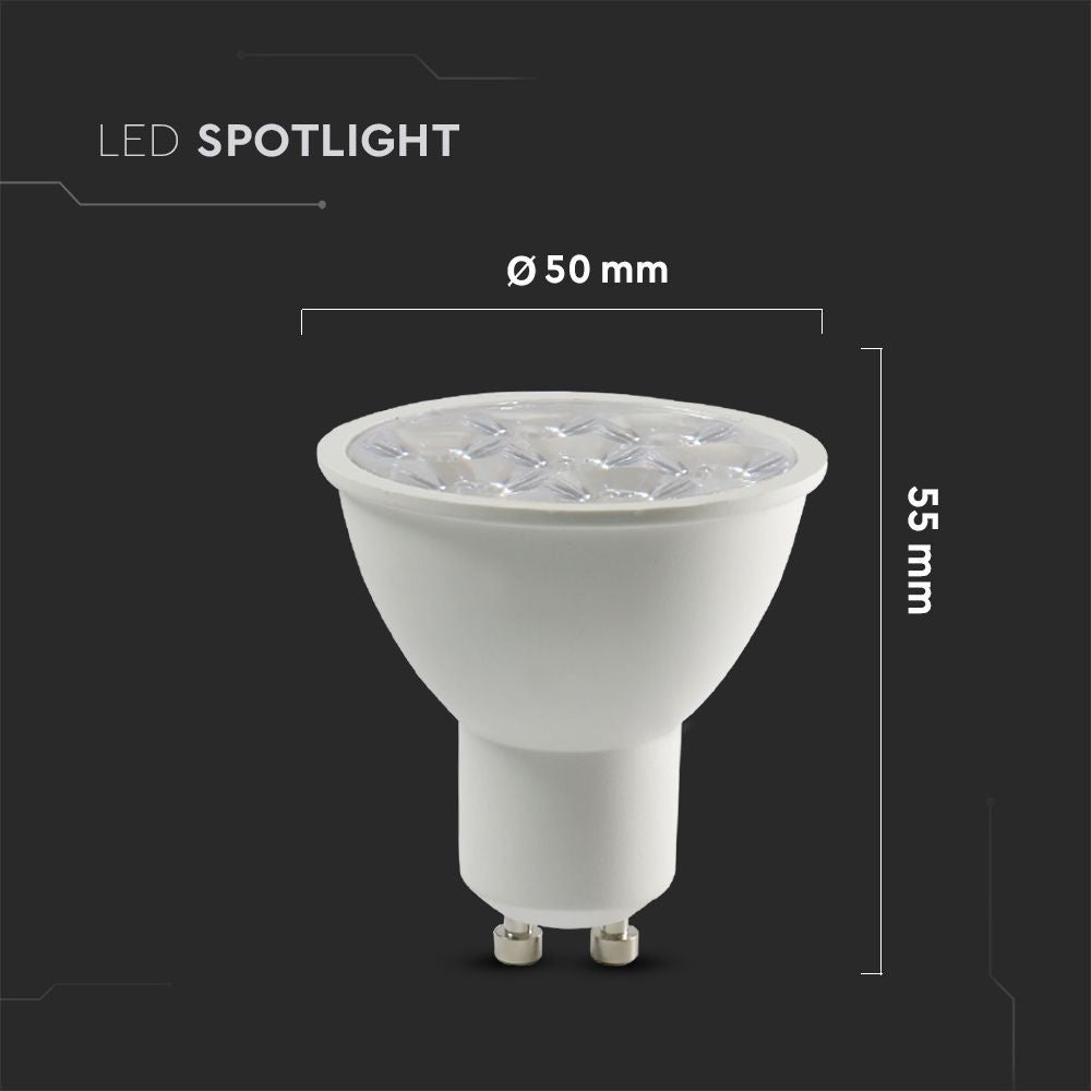 V-Tac 6W LED spot, 10° - Samsung LED chip, Ekstra fokuseret, 230V, GU10, 500lm, RA80, 5 års producentgaranti