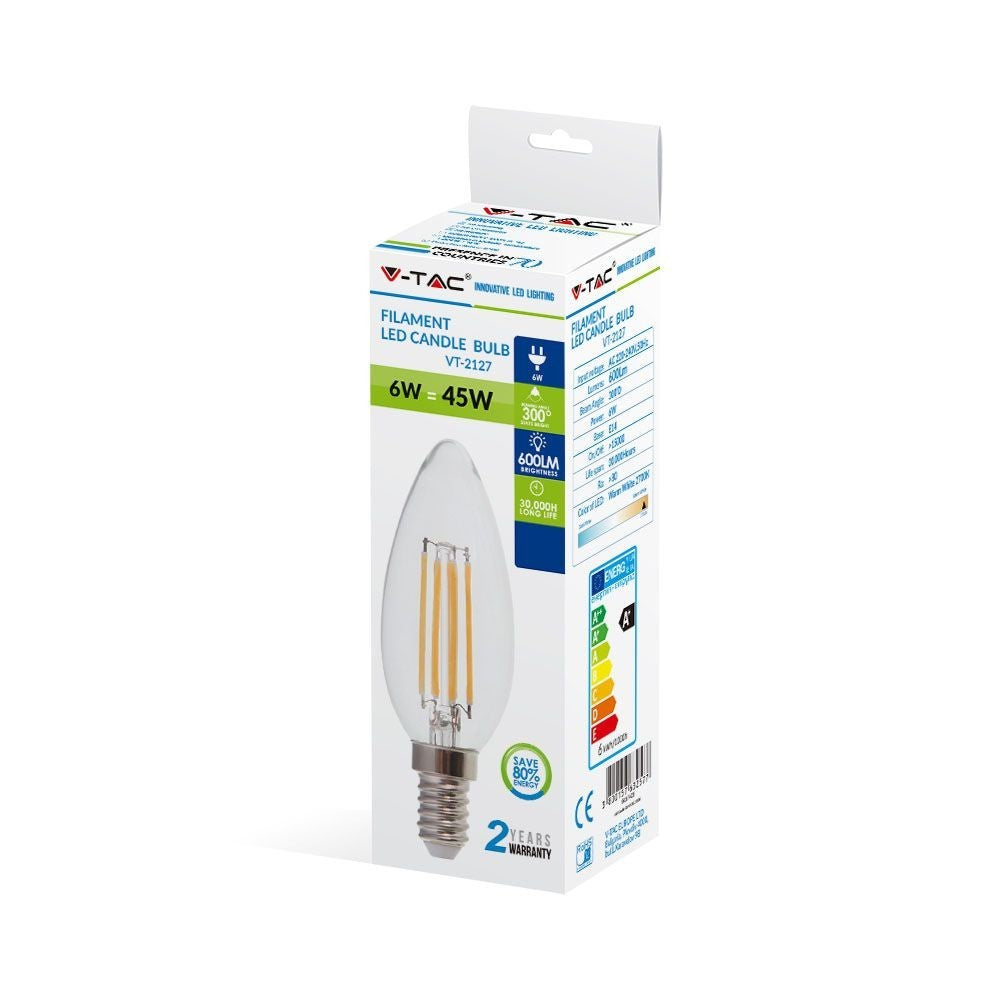 V-Tac 6W LED kertepære - Kultråd, E14 er allerede et passende produktnavn.