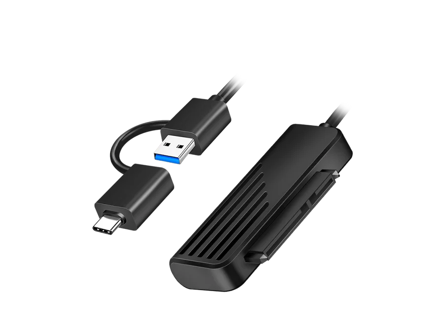 USB-A/USB-C til SATA adapter, USB 3.2 Gen1, Sort