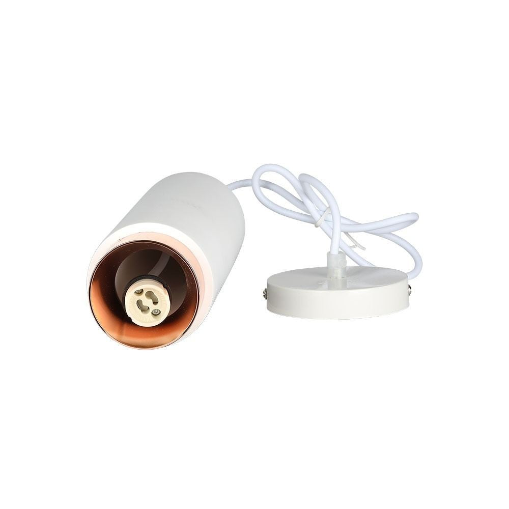 V-Tac Moderne Pendellampe - Hvid/Rose Guld, Ø8 cm, GU10, Max 35W, 5 års garanti