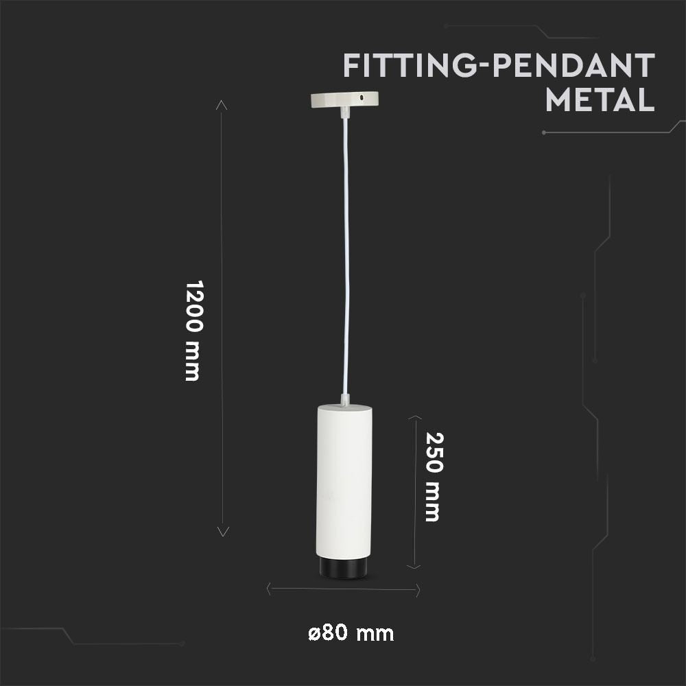 V-Tac moderne pendellampe - Hvid/sort, Ø8 cm, GU10, Max 35W, 5 års garanti