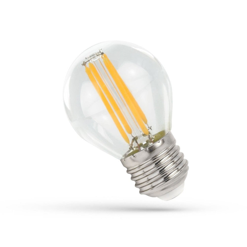 4W LED Kronepære - G45, Kultråd, Klart Glas, E27, Erstatning for 45W, 230V, 500lm, RA80