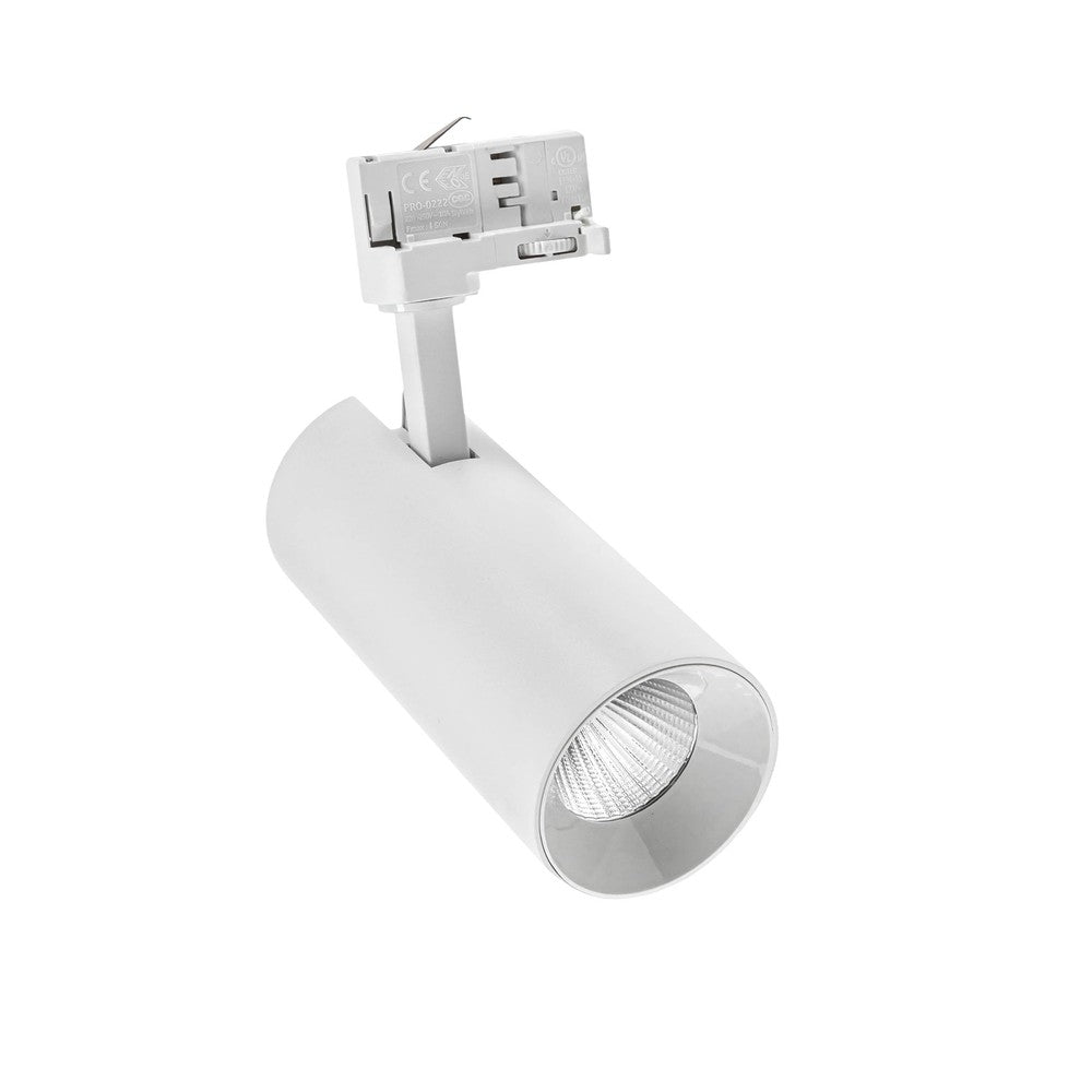25W Hvid Skinnespot - 2 Spredningsgrader, RA80, 3-Faset - 2600lm - 230V