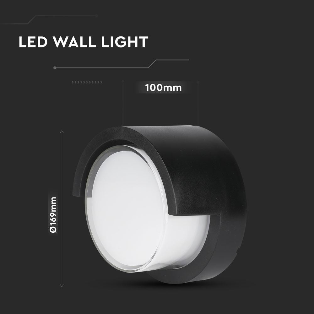 V-Tac 12W LED Udendørs Rund Væglampe - IP65, 230V, inkl. lyskilde