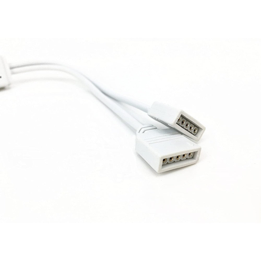 RGB+WW kabel 2-vejs splitter - 12/24V, hvid - Tilslutning af to RGB+WW LED-strimler til en enkelt strømkilde (12V-24V) - 60cm længde