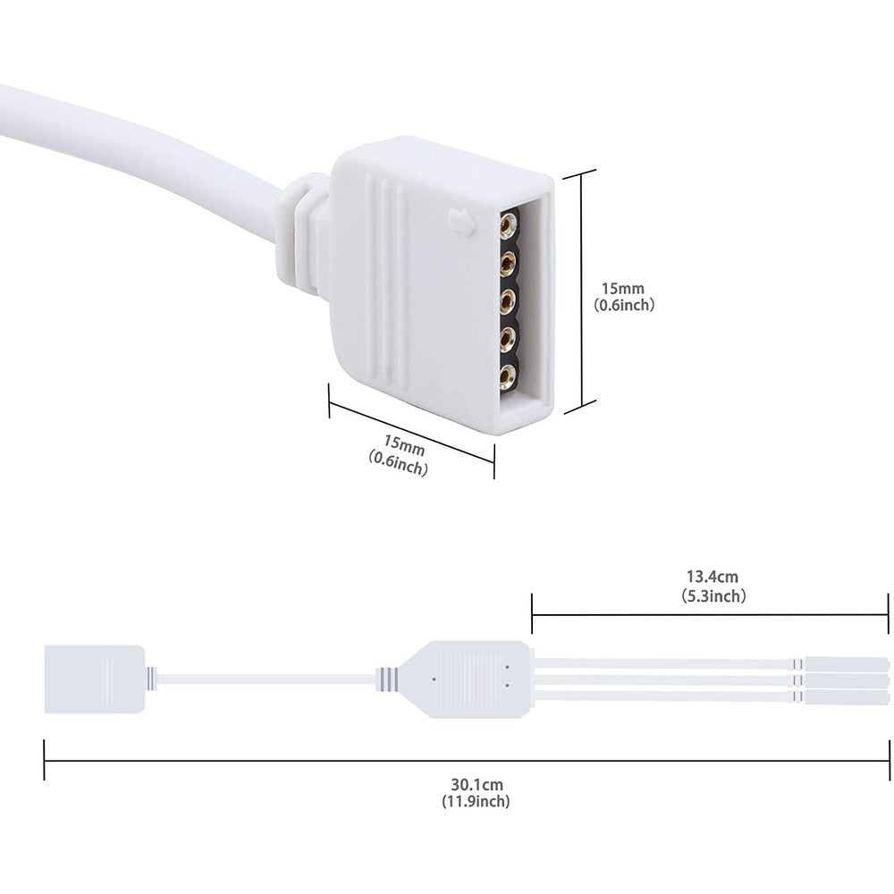 RGB+WW kabel 3-vejs splitter - 12/24V, hvid tilbehør til LED-belysning