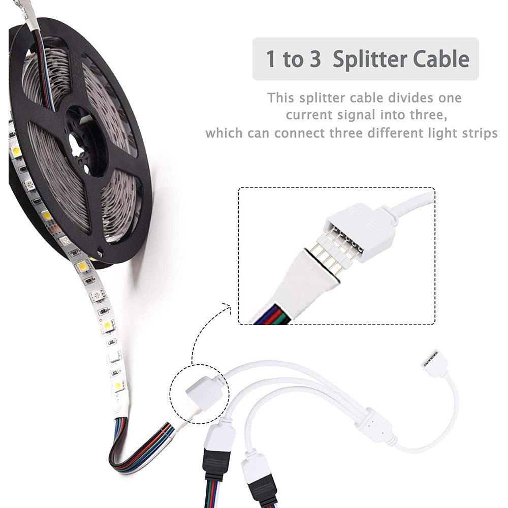 RGB+WW kabel 3-vejs splitter - 12/24V, hvid tilbehør til LED-belysning