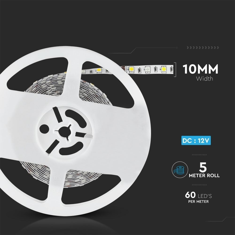 V-Tac 10,8W/m RGB+NW LED-strips - 5m, 60 LED pr. meter, 900lm/m