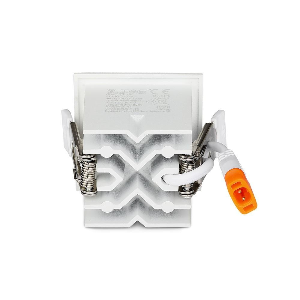V-Tac 4W LED indbygningsdownlight - Hul: 4,5x4,5 cm, Mål: 5,5x5,5 cm, UGR19, RA90, Samsung LED chip, 230V, 320lm, 5 års producentgaranti