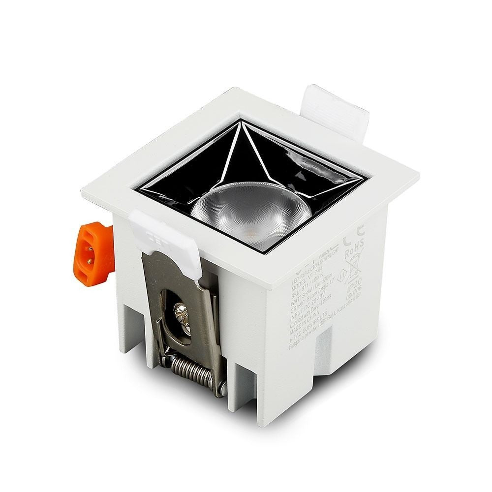 V-Tac 4W LED indbygningsdownlight - Hul: 4,5x4,5 cm, Mål: 5,5x5,5 cm, UGR19, RA90, Samsung LED chip, 230V, 320lm, 5 års producentgaranti