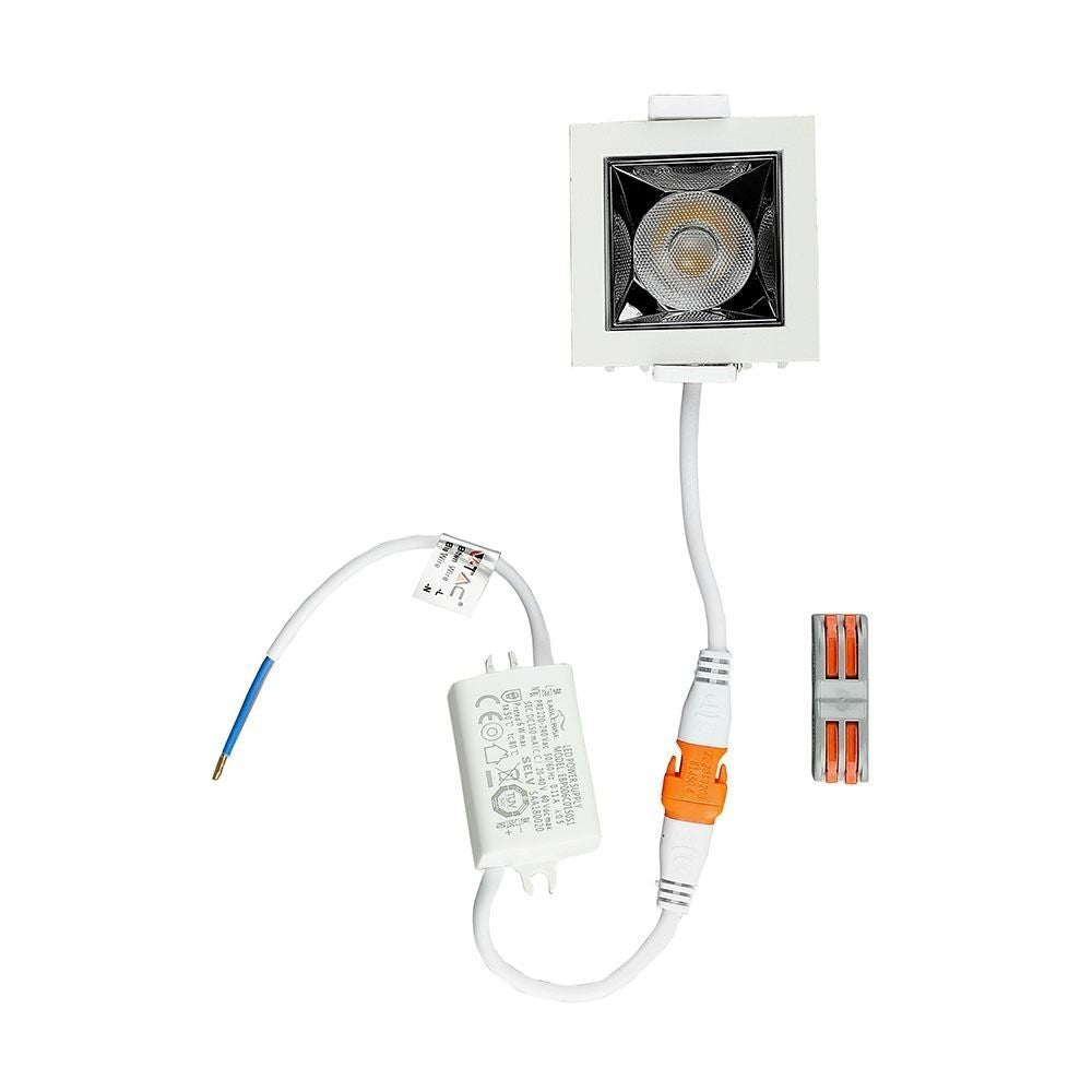 V-Tac 4W LED indbygningsdownlight - Hul: 4,5x4,5 cm, Mål: 5,5x5,5 cm, UGR19, RA90, Samsung LED chip, 230V, 320lm, 5 års producentgaranti